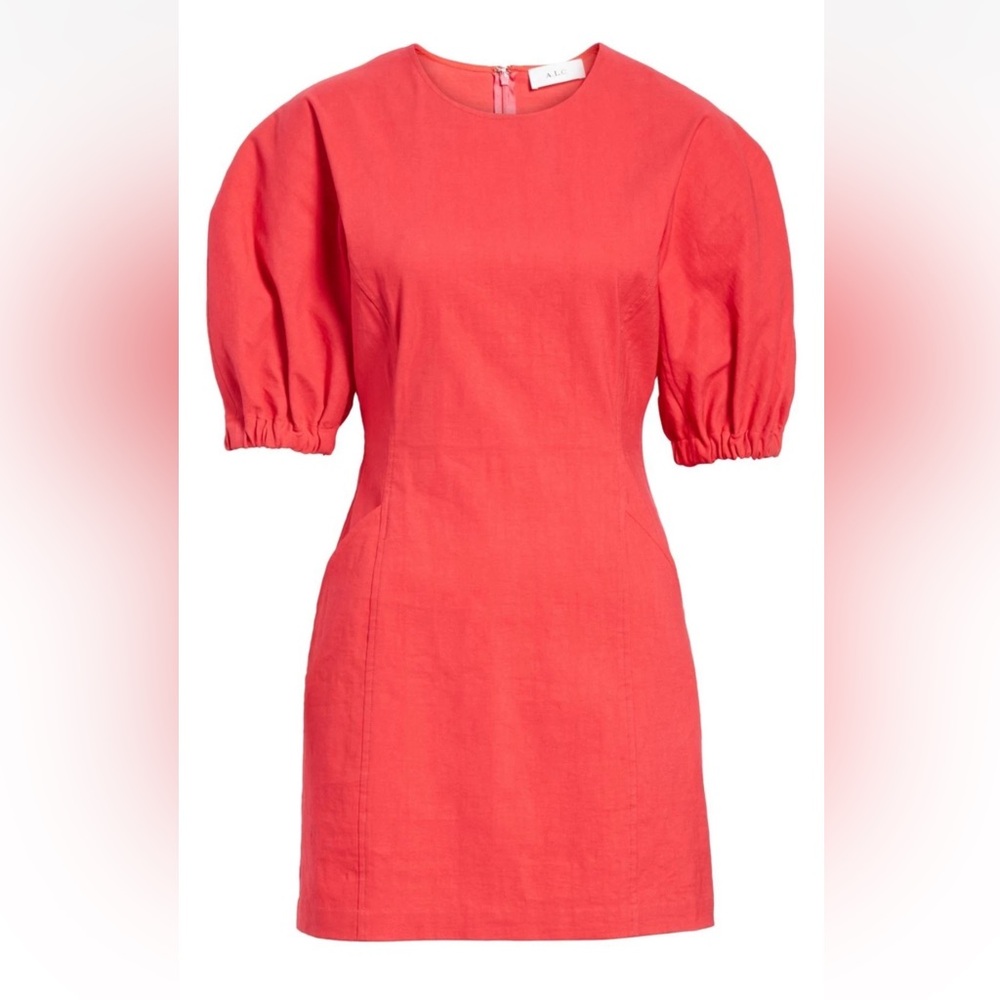 A.L.C. Valenti Puff Sleeve Fitted Red Mini Dress size 4 - Picture 2 of 14